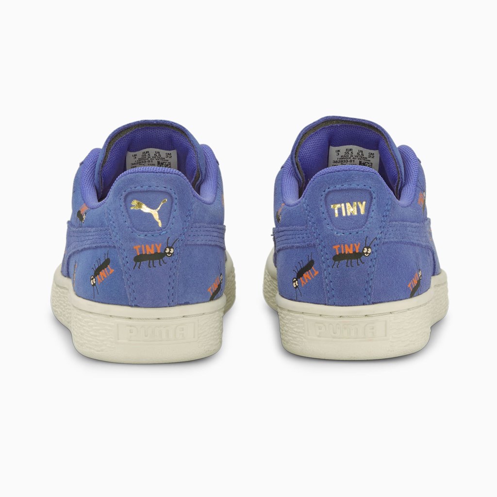 Puma PUMA x TINYCOTTONS Suede JR Sneakers Drenge Blå Hvide | 571069AVY