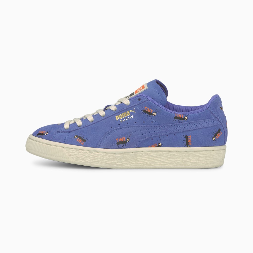 Puma PUMA x TINYCOTTONS Suede JR Sneakers Drenge Blå Hvide | 571069AVY