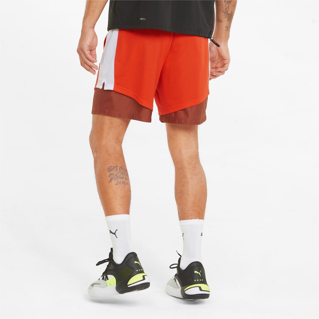 Puma Pick and Roll Basketball Shorts Herre Cherry Tomato / Chili Oil | 972680ZFI