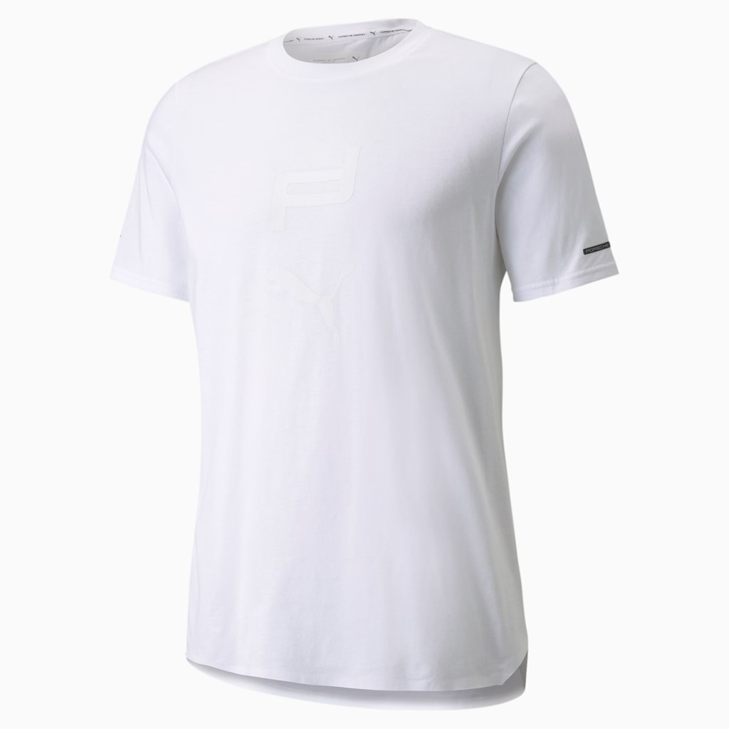 Puma Porsche Design Graphic Løbe T-shirt Herre Hvide | 125308IBP