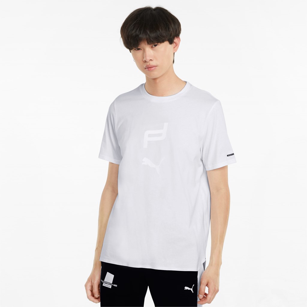 Puma Porsche Design Graphic Løbe T-shirt Herre Hvide | 125308IBP