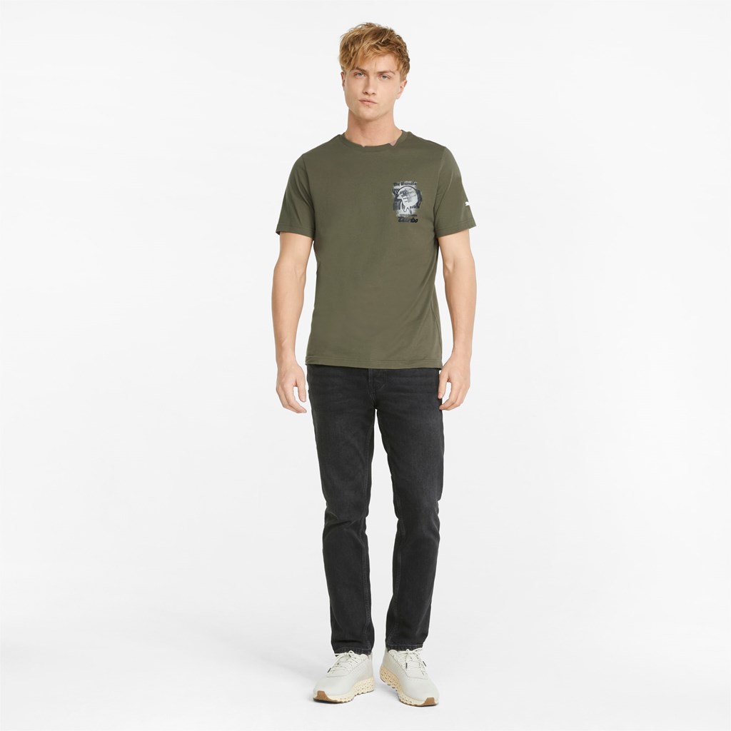 Puma Porsche Legacy Graphic Løbe T-shirt Herre Mørkegrøn | 348295LXA