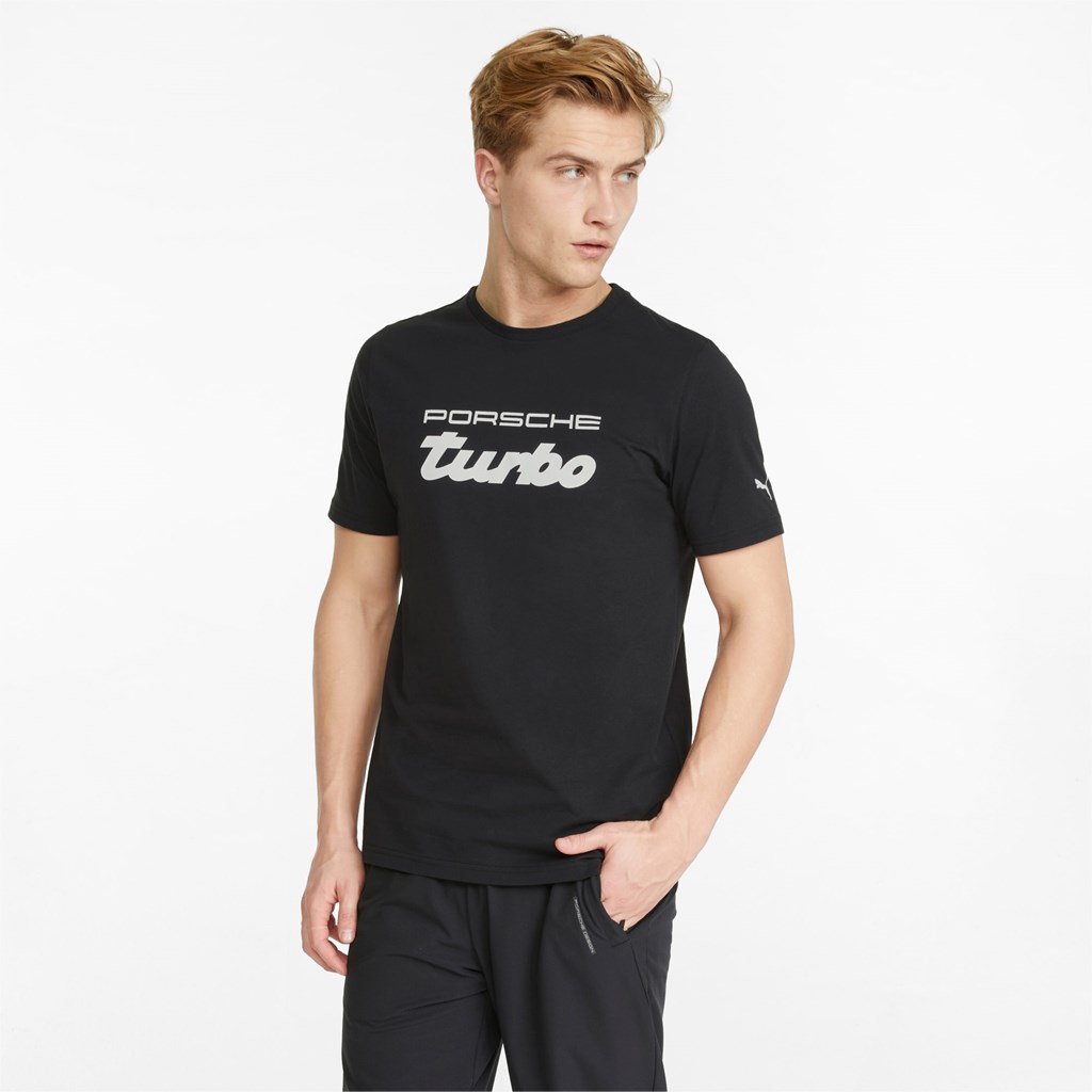 Puma Porsche Legacy Logo Løbe T-shirt Herre Sort | 603712HRC