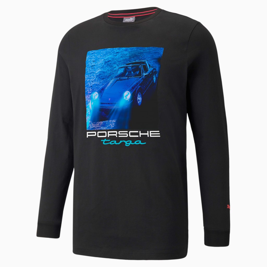 Puma Porsche Legacy Statement Long Sleeve Løbe T-shirt Herre Sort | 726184RNP