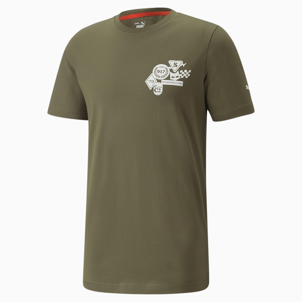 Puma Porsche Legacy Statement Løbe T-shirt Herre Mørkegrøn | 184305ZAE