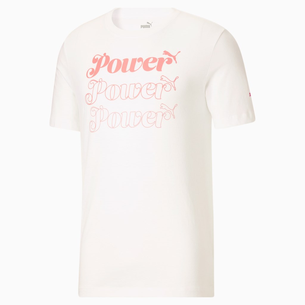 Puma Power Pink Løbe T-shirt Herre Hvide | 051873ZLW