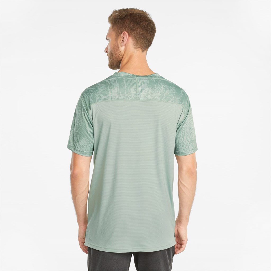 Puma Printed Kort Sleeve Trænings Løbe T-shirt Herre Jadeite / AOP | 237964RBX