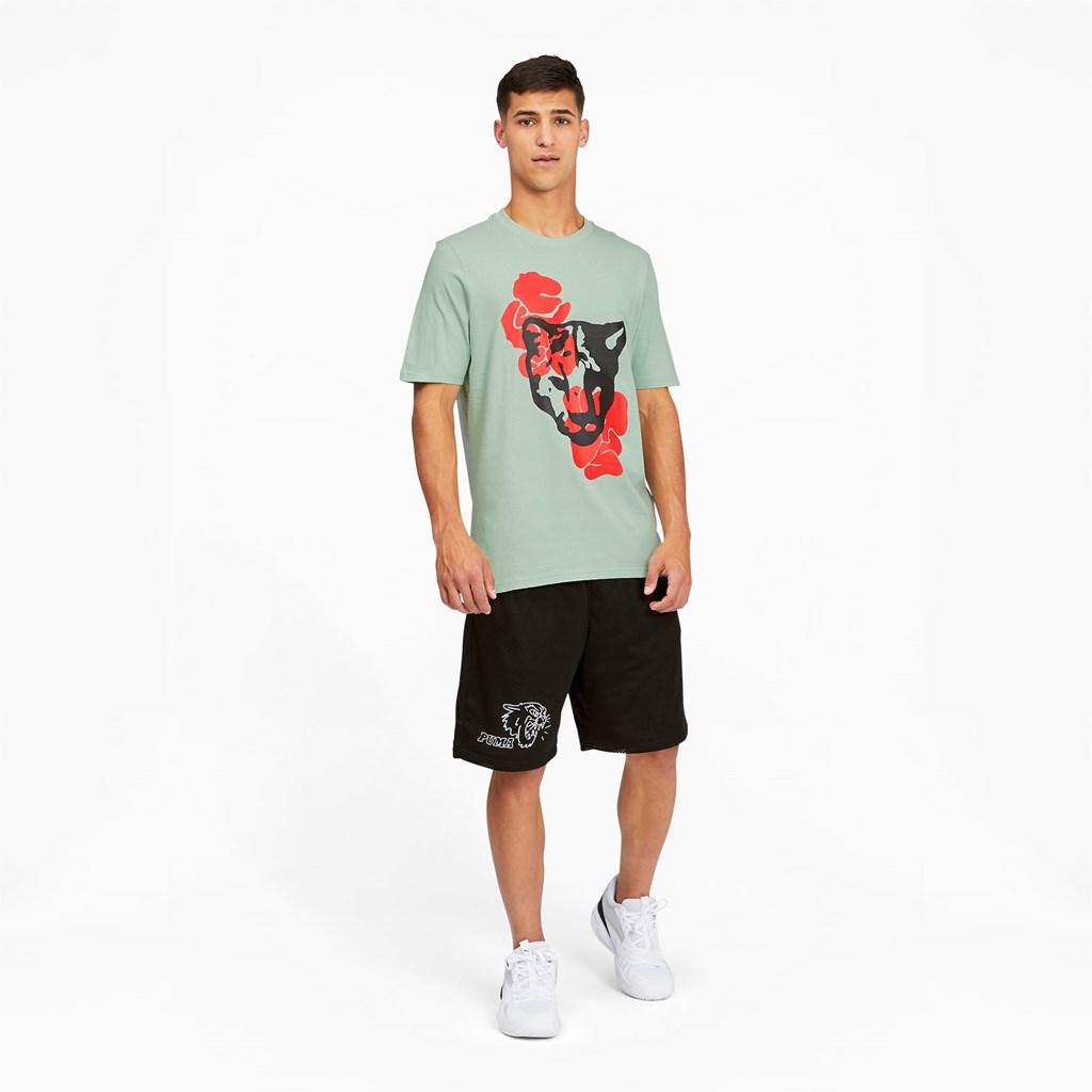 Puma Qualifier Basketball Kort Sleeve Løbe T-shirt Herre Grøn | 563780GYM