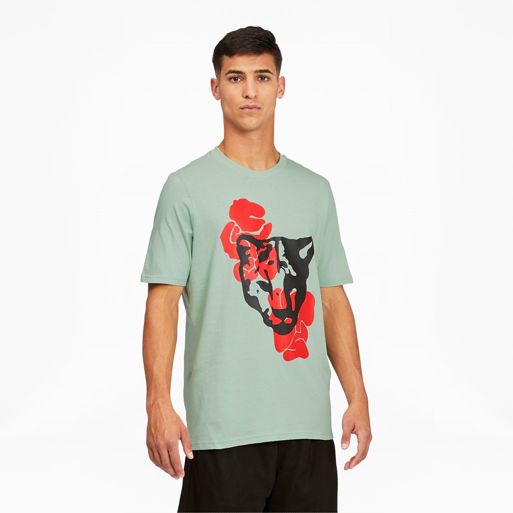 Puma Qualifier Basketball Kort Sleeve Løbe T-shirt Herre Grøn | 563780GYM