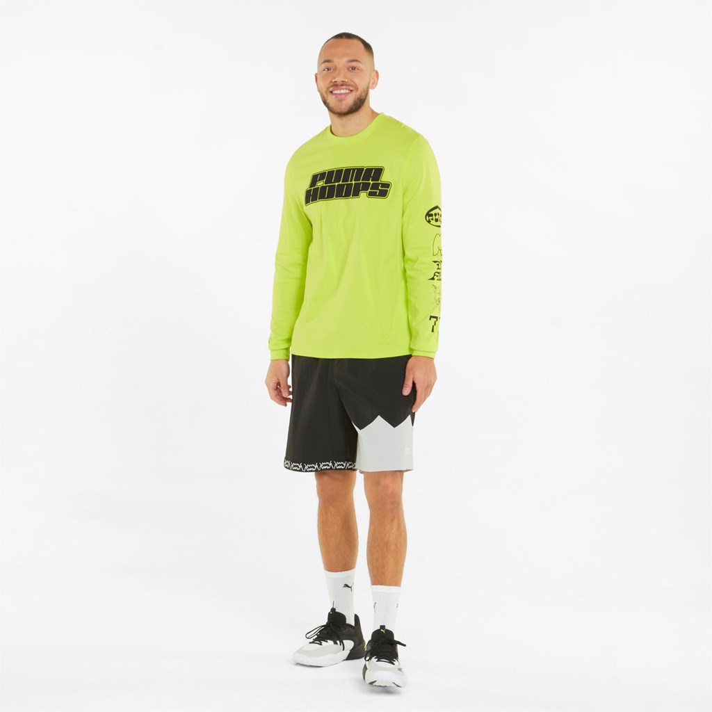 Puma Qualifier Long Sleeve Basketball Løbe T-shirt Herre Gul | 641298PEF