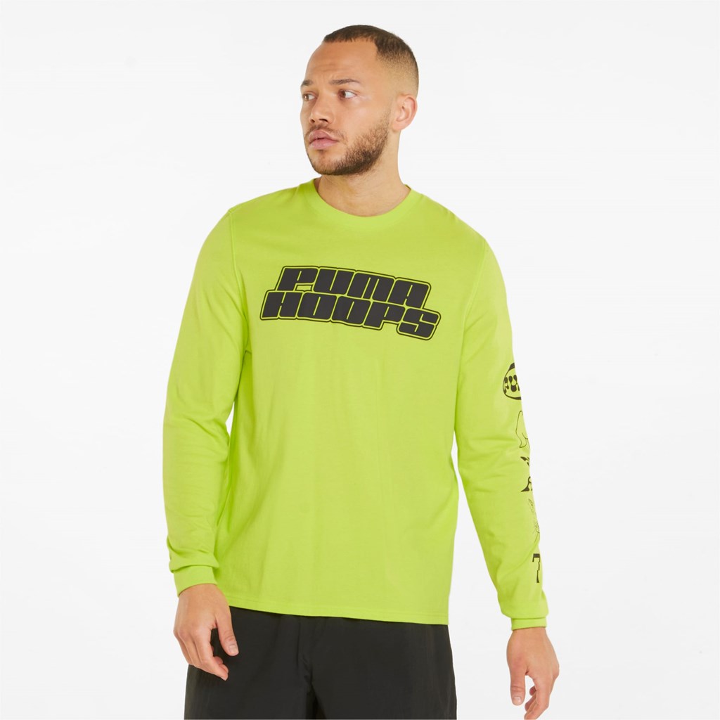 Puma Qualifier Long Sleeve Basketball Løbe T-shirt Herre Gul | 641298PEF