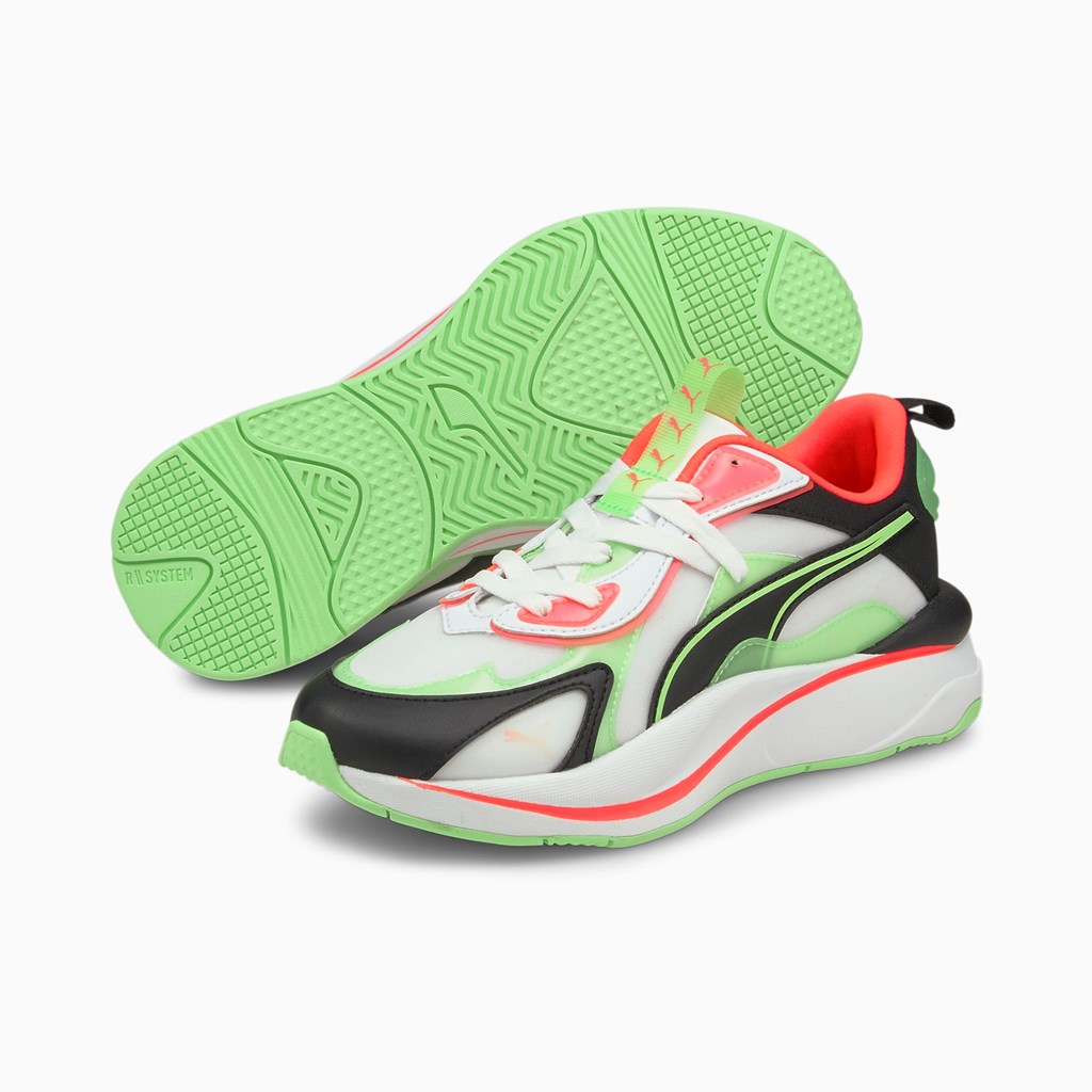 Puma RS-Curve City Lights Sneakers Dame Hvide Grøn | OX2467091