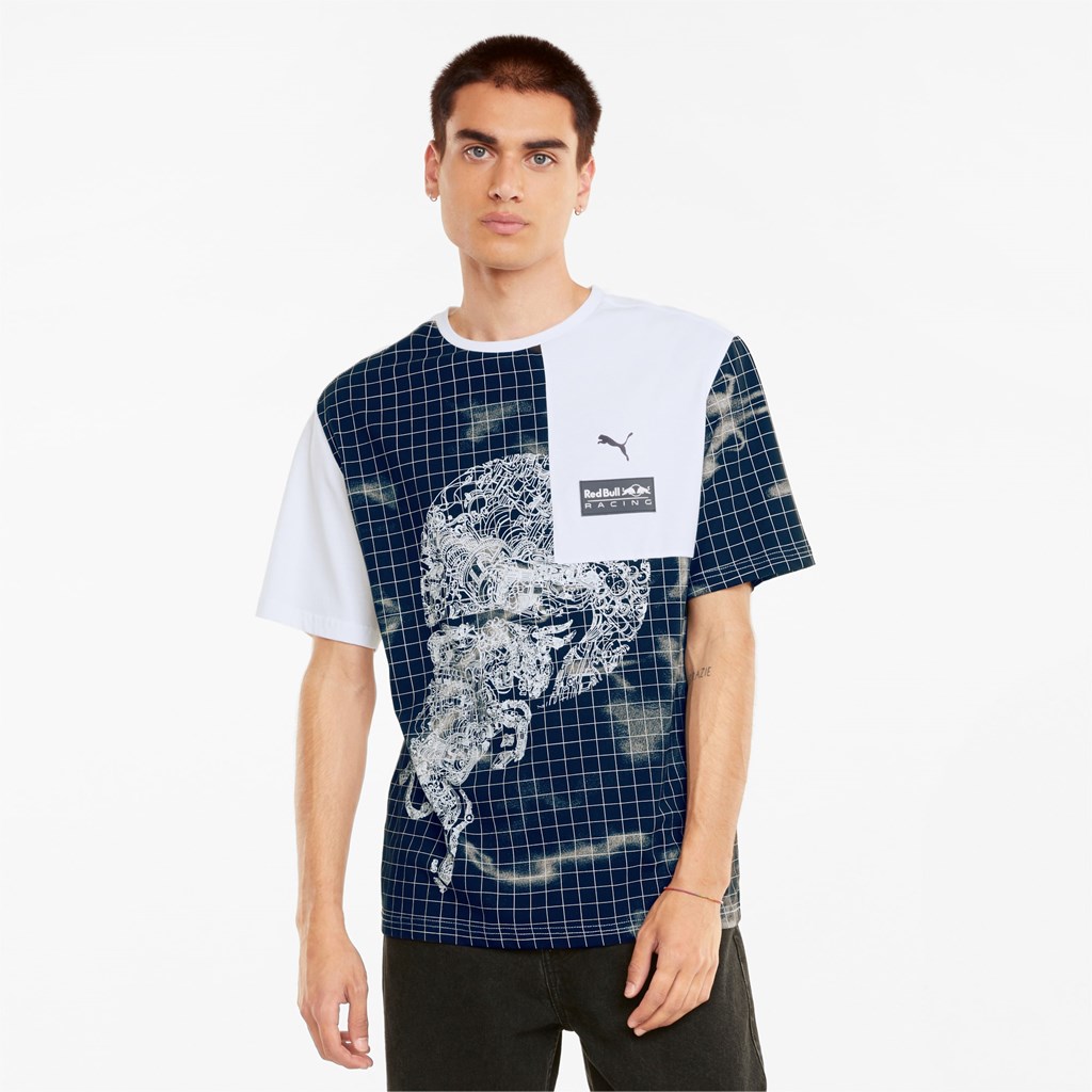 Puma Red Bull Racing Printed Løbe T-shirt Herre Hvide | 829650AGM