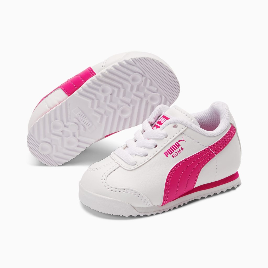 Puma Roma Basic Toddler Sneakers Pige Hvide Fuchsia Lilla | 239164QCN