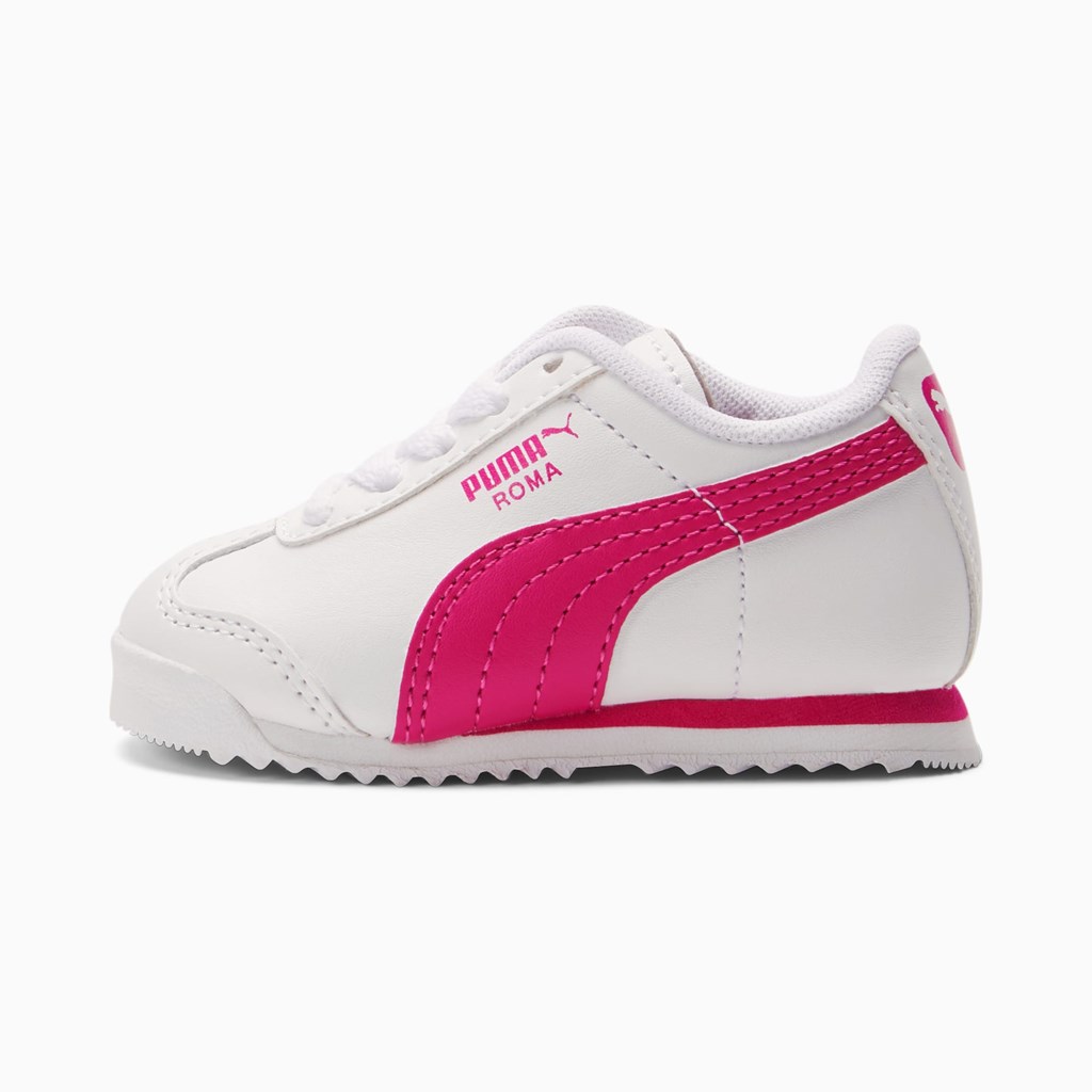 Puma Roma Basic Toddler Sneakers Pige Hvide Fuchsia Lilla | 239164QCN