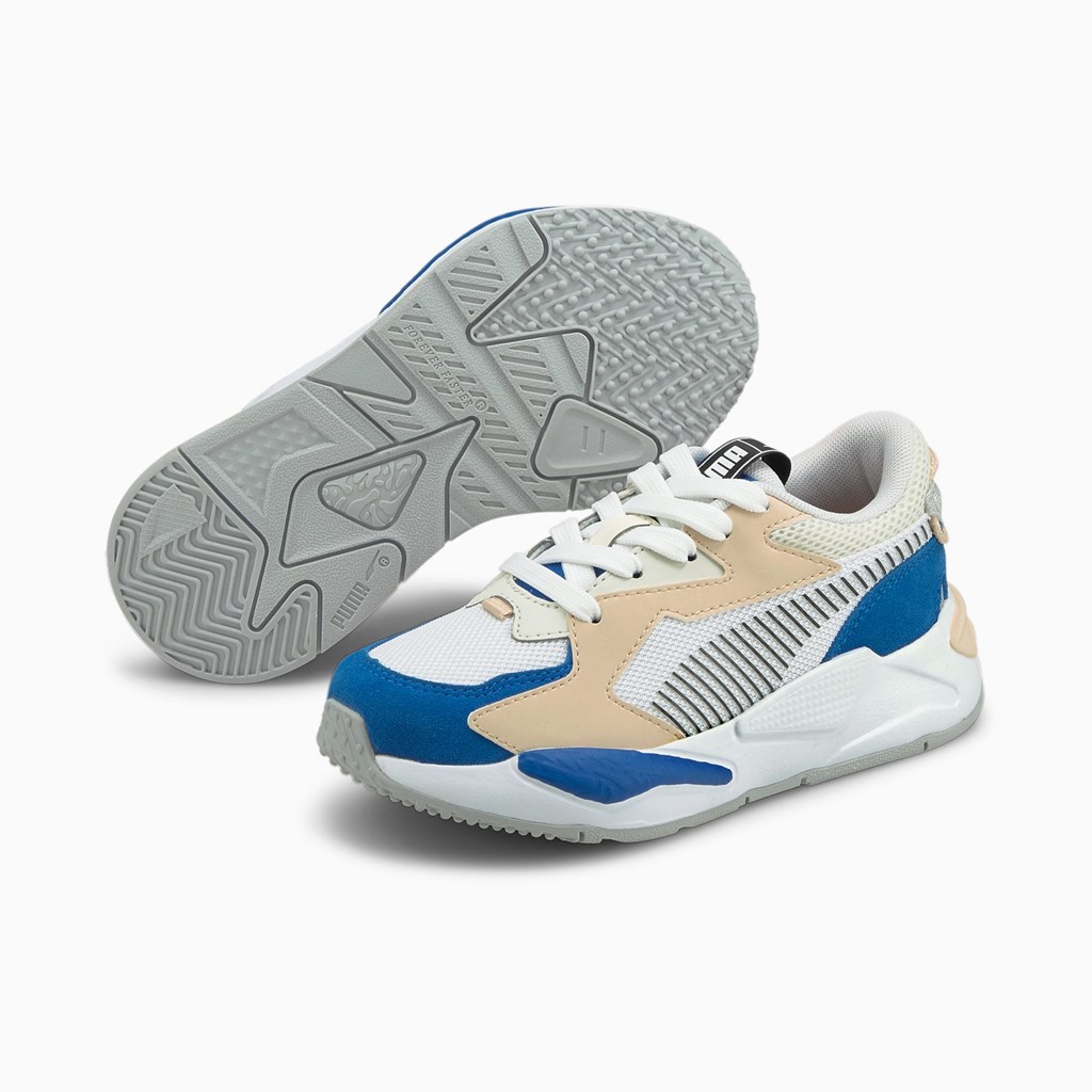 Puma Rs-z College Little Basketball Sko Pige Kongeblå Hvide | 673059FEC