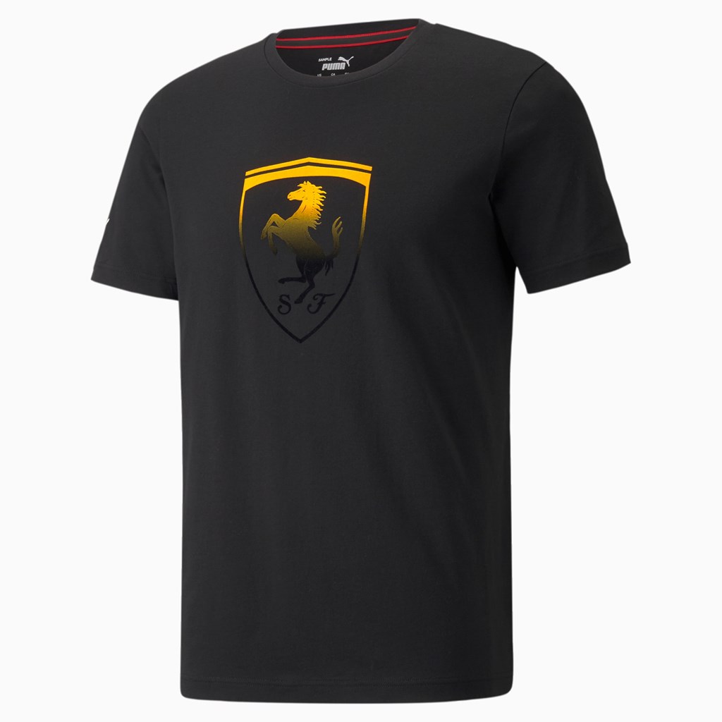 Puma Scuderia Ferrari Race Big Shield Løbe T-shirt Herre Sort | 057623AQV