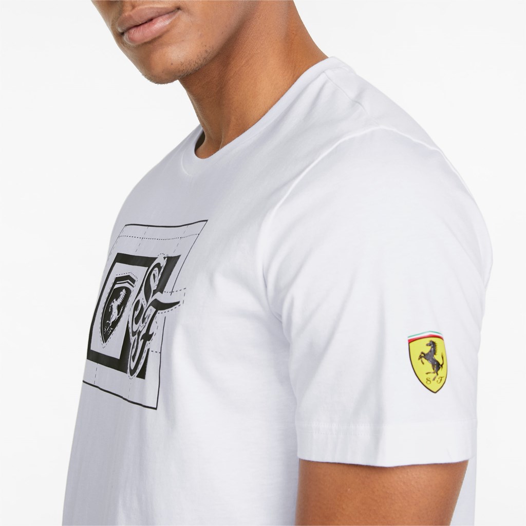 Puma Scuderia Ferrari Race Graphic Løbe T-shirt Herre Hvide | 042375OEZ