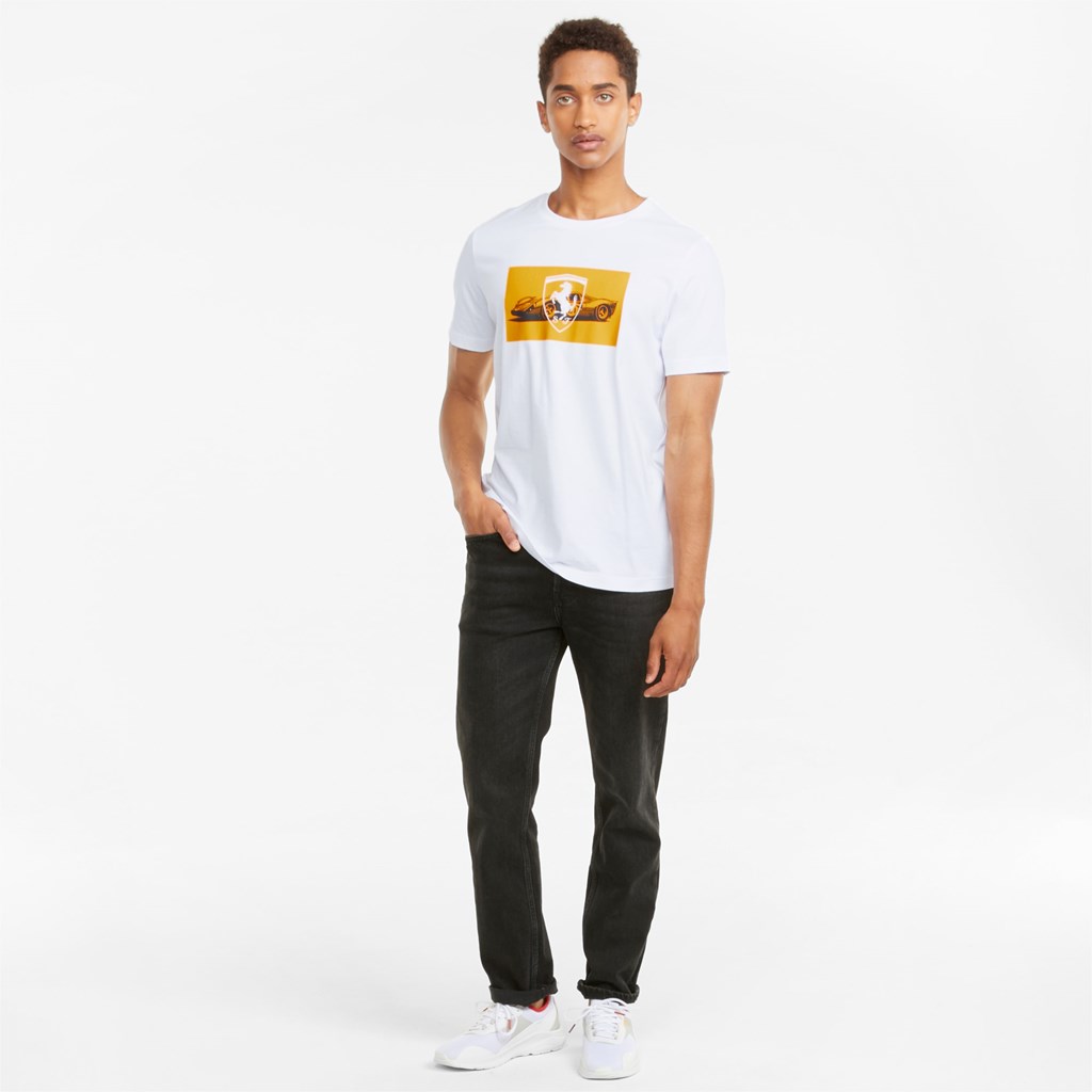 Puma Scuderia Ferrari Race Graphic Løbe T-shirt Herre Hvide | 237195GAM