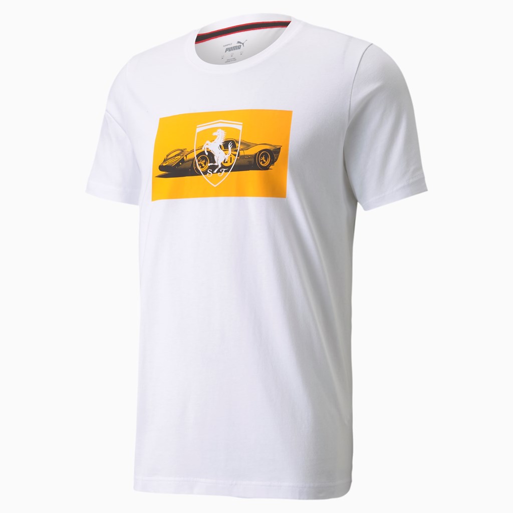 Puma Scuderia Ferrari Race Graphic Løbe T-shirt Herre Hvide | 237195GAM