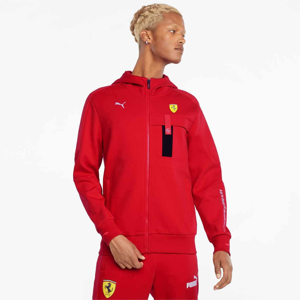 Puma Scuderia Ferrari Race Hætte Sweat Jakke Herre Rosso Corsa | 607394EBS