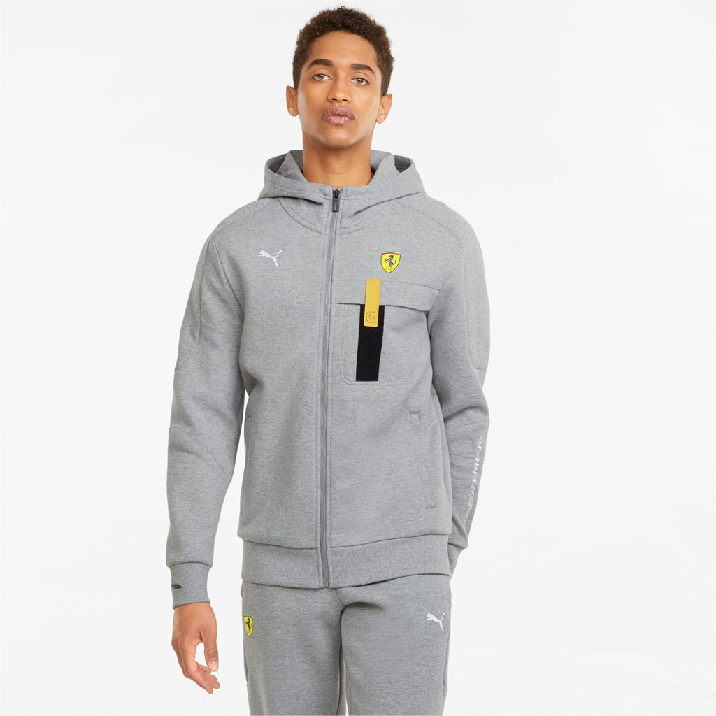 Puma Scuderia Ferrari Race Hætte Sweat Jakke Herre Medium Gray Heather | 796451RAK