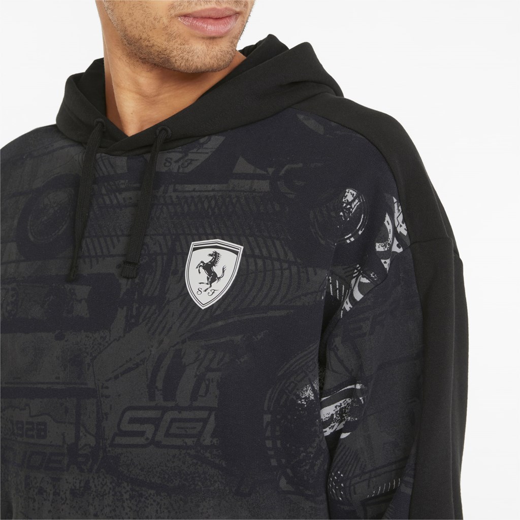 Puma Scuderia Ferrari Race Printed Hættetrøje Herre Sort | 263189ZMH