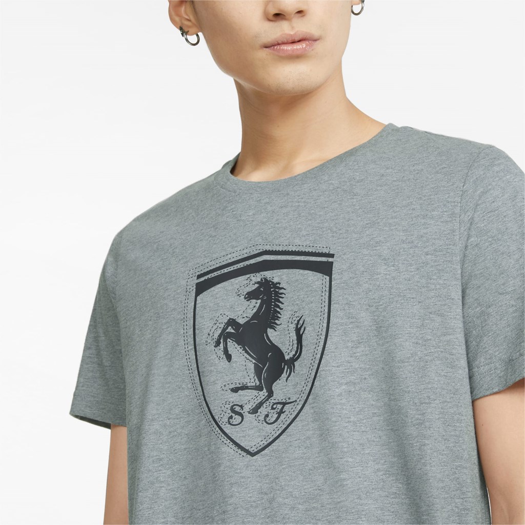 Puma Scuderia Ferrari Race Tonal Shield Løbe T-shirt Herre Medium Gray Heather | 143750WKF