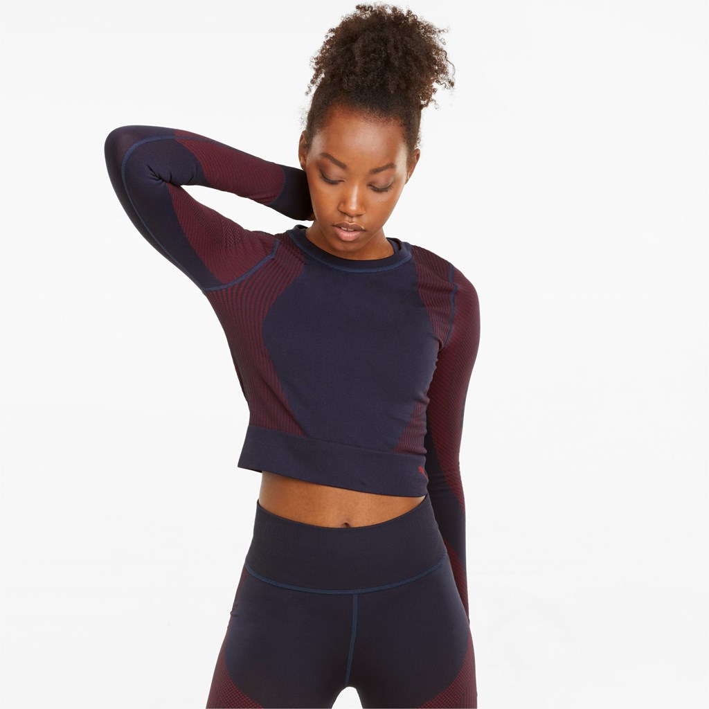 Puma Seamless Long Sleeve Fitted Trænings Løbe T-shirt Dame Spellbound / Sunblaze | 514270KSJ