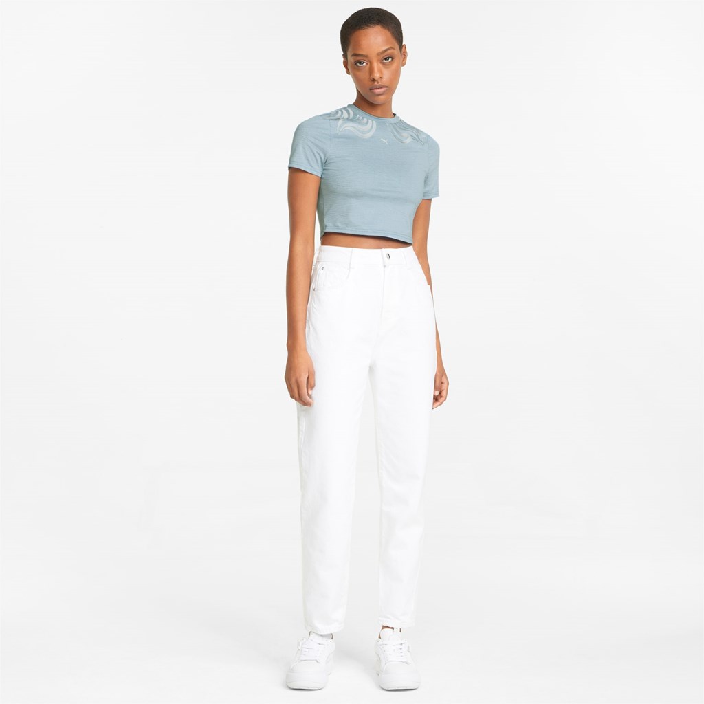 Puma Snow Tiger Cropped Tight Løbe T-shirt Dame Ice Flow | 986502XAW