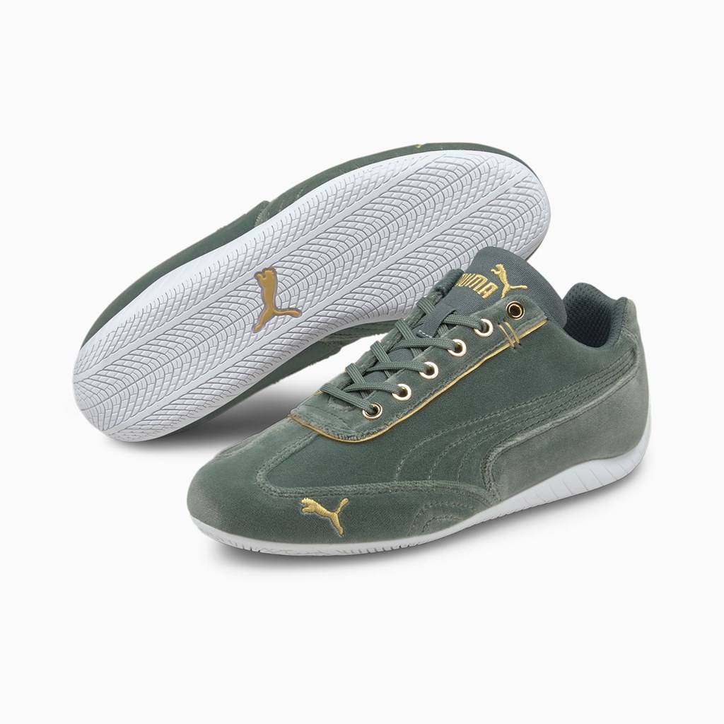 Puma Speedcat Velvet Sneakers Dame Grøn Guld | TE4987250