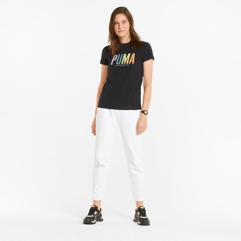 Puma Sportswear by PUMA Graphic Løbe T-shirt Dame Sort | 348921RLO