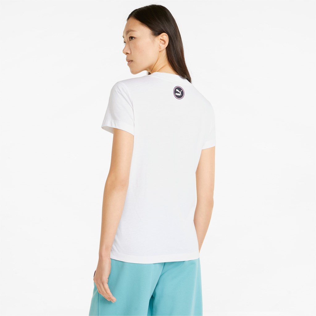 Puma Sportswear by PUMA Graphic Løbe T-shirt Dame Hvide | 749503IXC