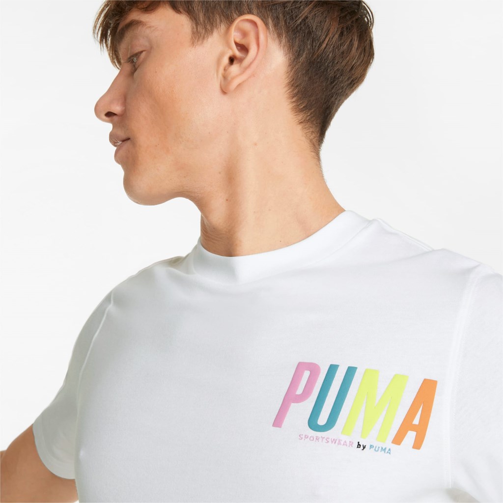 Puma Sportswear by PUMA Graphic Løbe T-shirt Herre Hvide | 761045YAV