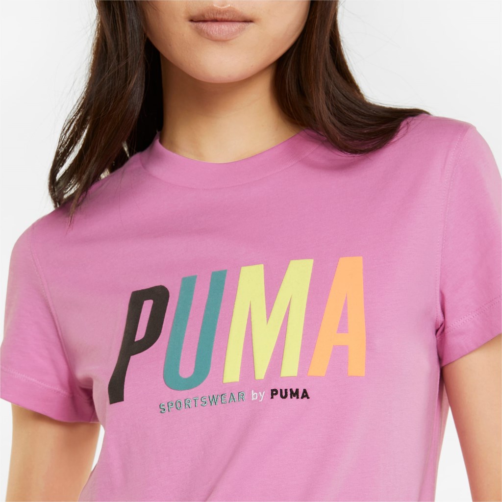 Puma Sportswear by PUMA Graphic Løbe T-shirt Dame Opera Mauve | 768123JWN