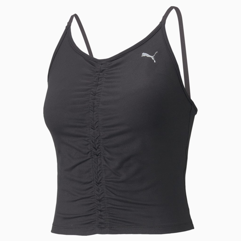 Puma Studio Foundation Ruched Trænings Tank Tops Dame Sort | RK4179256