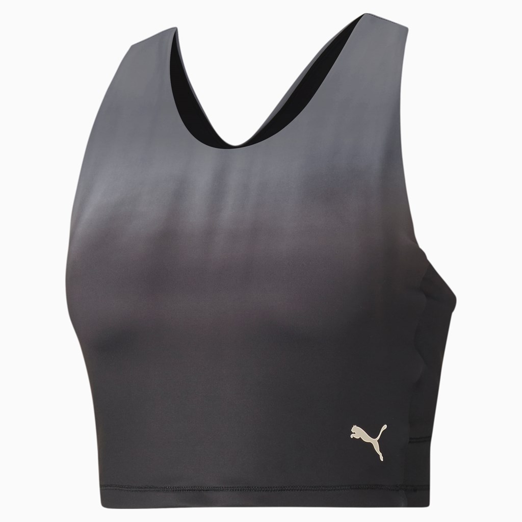 Puma Studio Ombre Racerback Trænings Crop Toppe Dame Sort | OV6180745