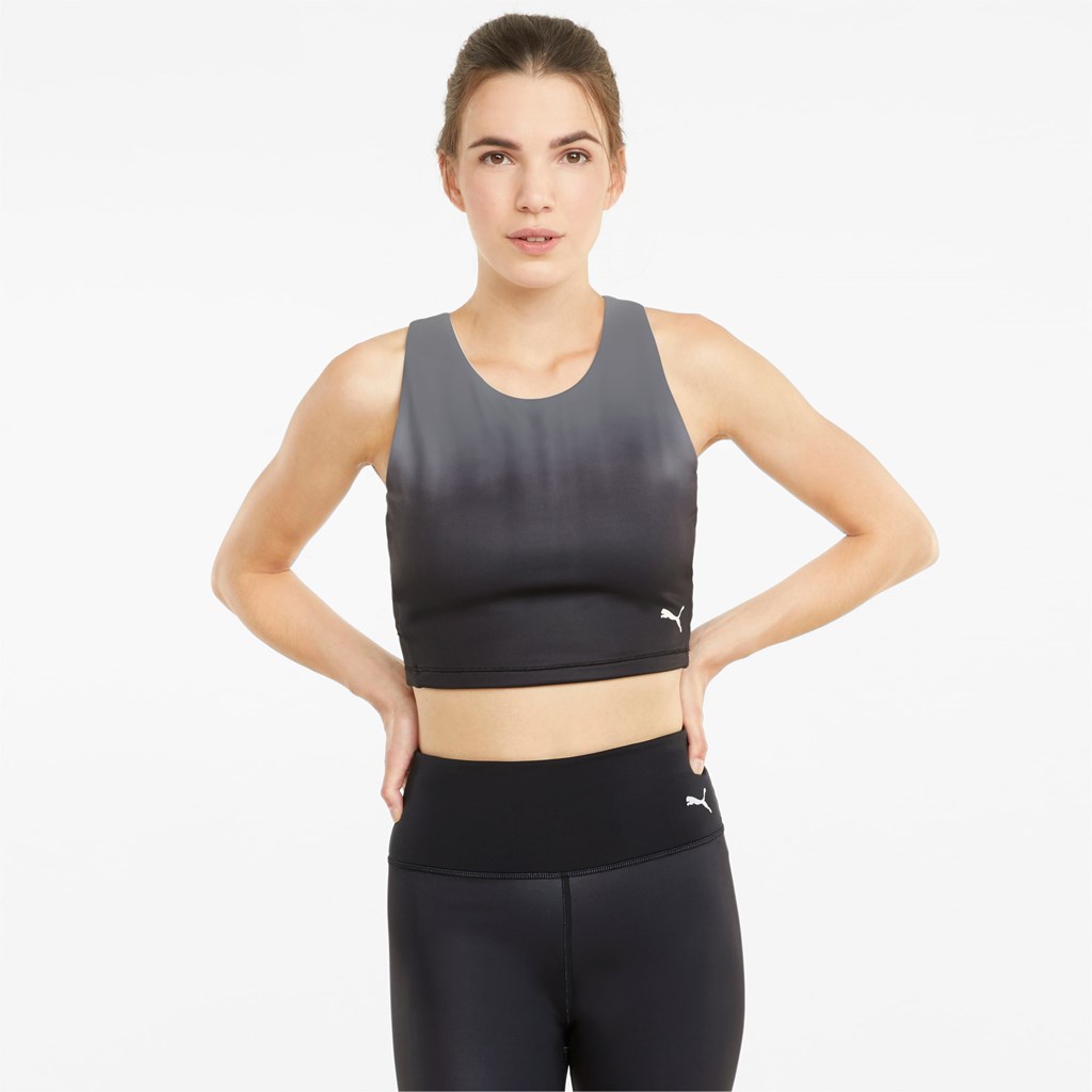 Puma Studio Ombre Racerback Trænings Crop Toppe Dame Sort | OV6180745