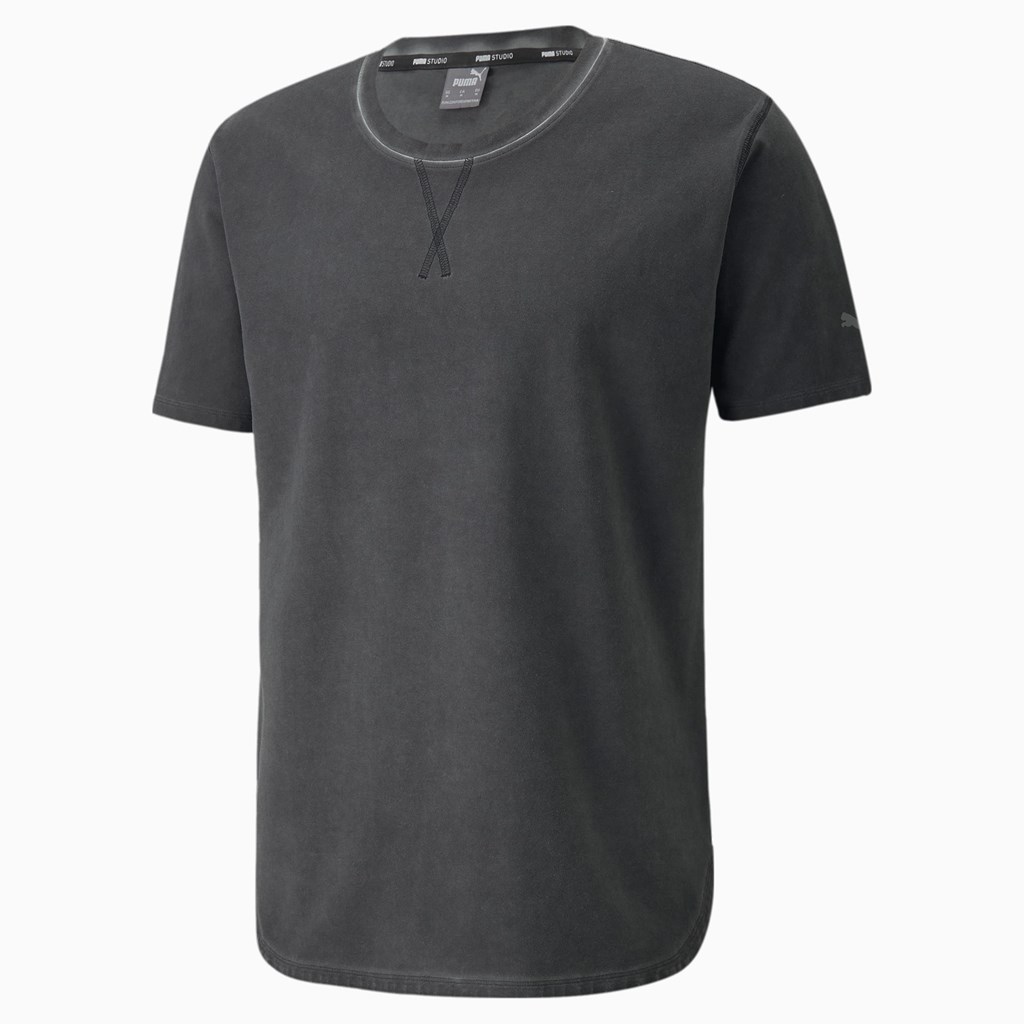 Puma Studio Wash Trænings Løbe T-shirt Herre Sort | 123897HMS