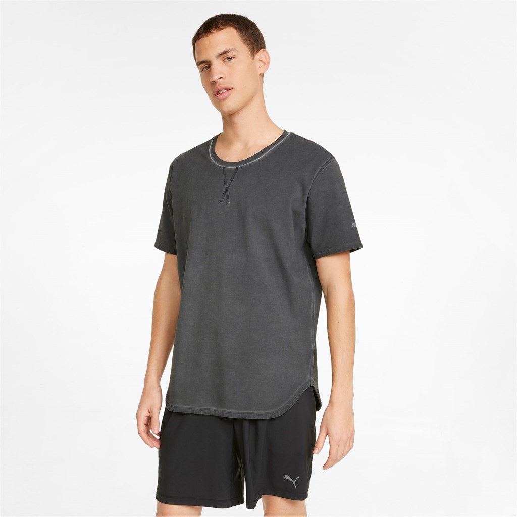 Puma Studio Wash Trænings Løbe T-shirt Herre Sort | 123897HMS