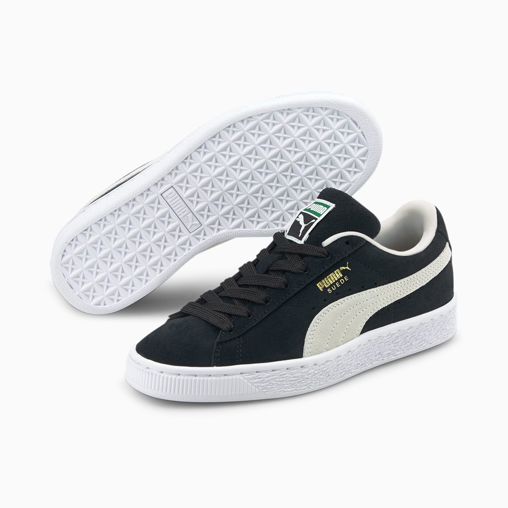 Puma Suede Classic XXI JR Sneakers Drenge Sort Hvide | 906531DQF