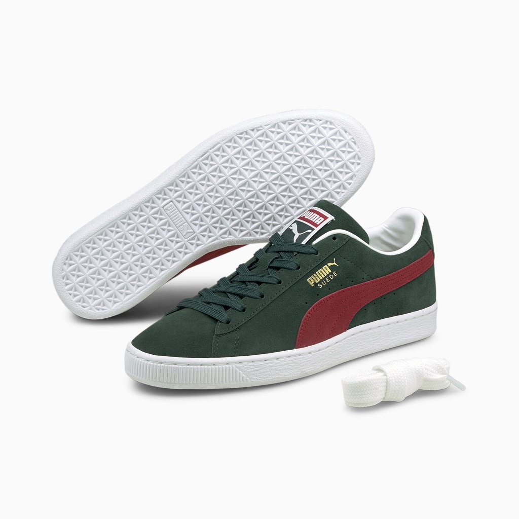 Puma Suede Classic XXI Sneakers Herre Grøn Rød Hvide | XG7563012