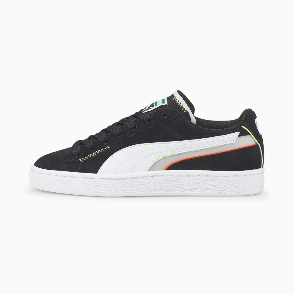 Puma Suede Displaced JR Sneakers Pige Sort Hvide | YO3805649