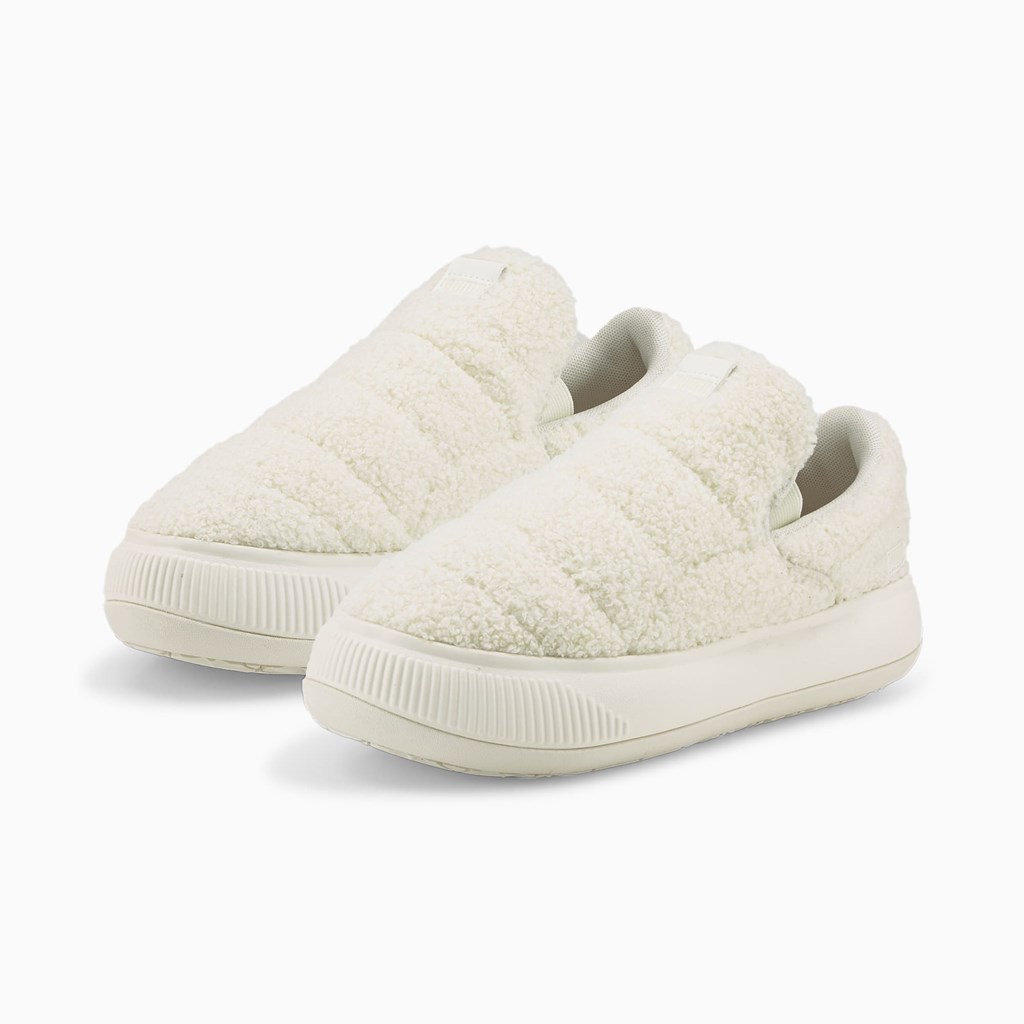 Puma Suede Mayu Slip-On Teddy Sneakers Dame Marshmallow / Putty | 830419CHG