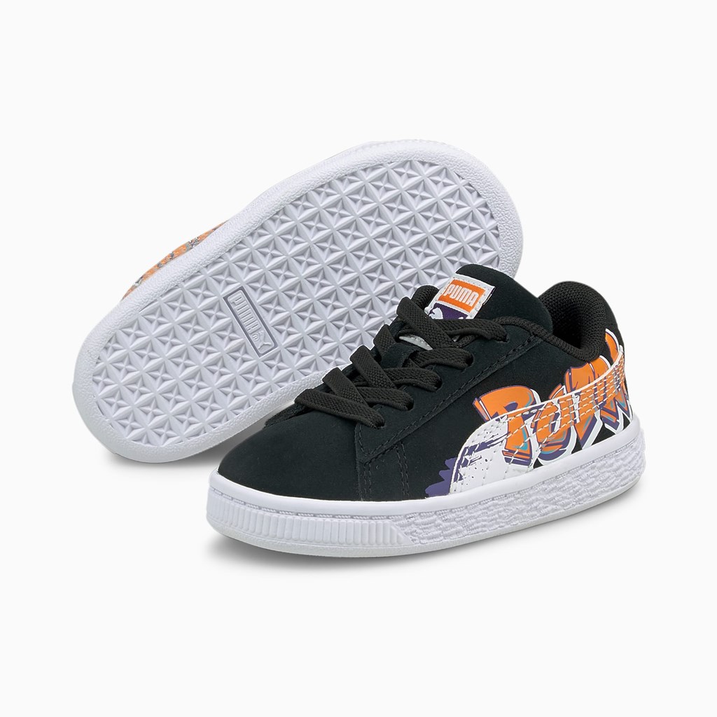 Puma Suede Street Art Toddler Sneakers Pige Sort Orange | 917685GRI