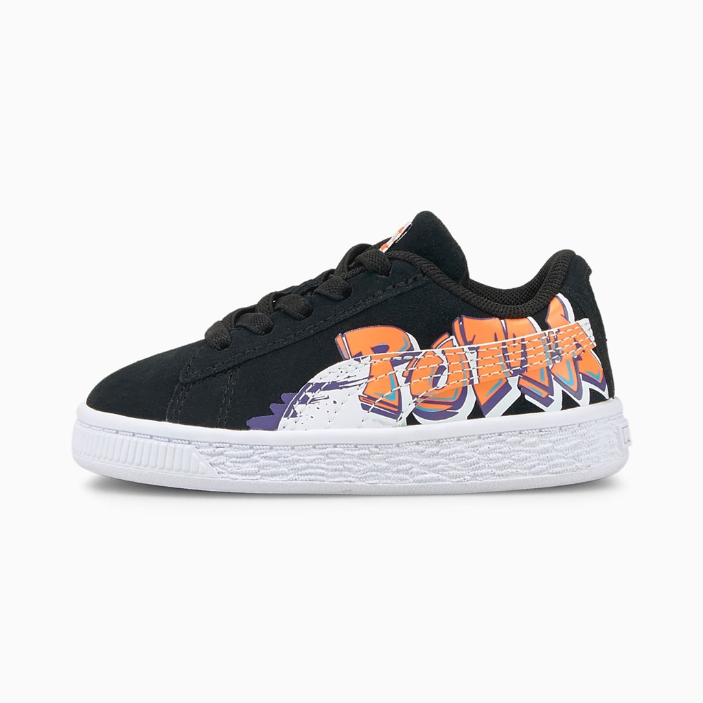 Puma Suede Street Art Toddler Sneakers Pige Sort Orange | 917685GRI