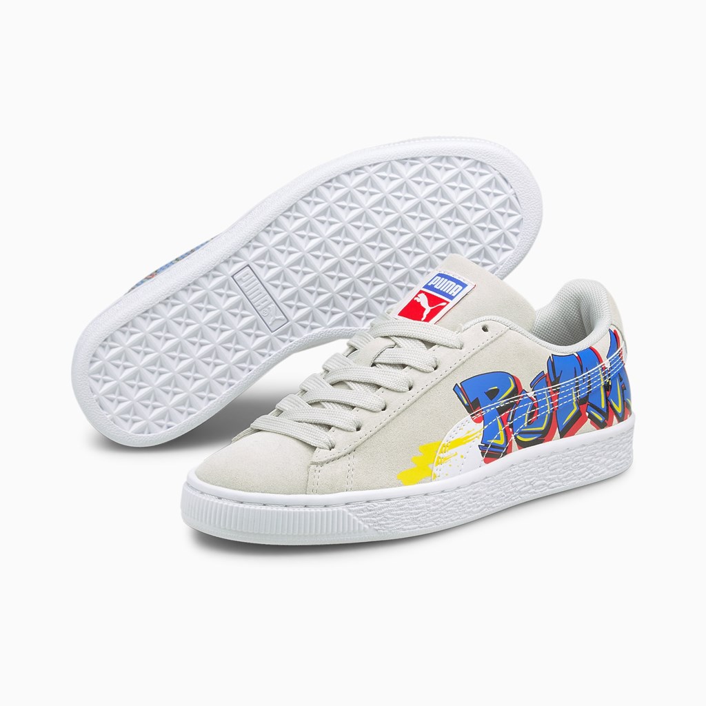 Puma Suede Street Art Youth JR Sneakers Drenge Blå | 203915QKX