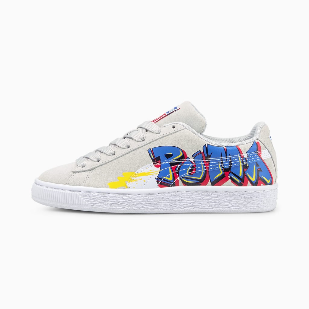 Puma Suede Street Art Youth JR Sneakers Drenge Blå | 203915QKX