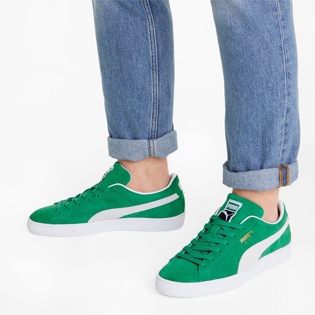 Puma Suede Teams Sneakers Herre Grøn Hvide | YI0569817