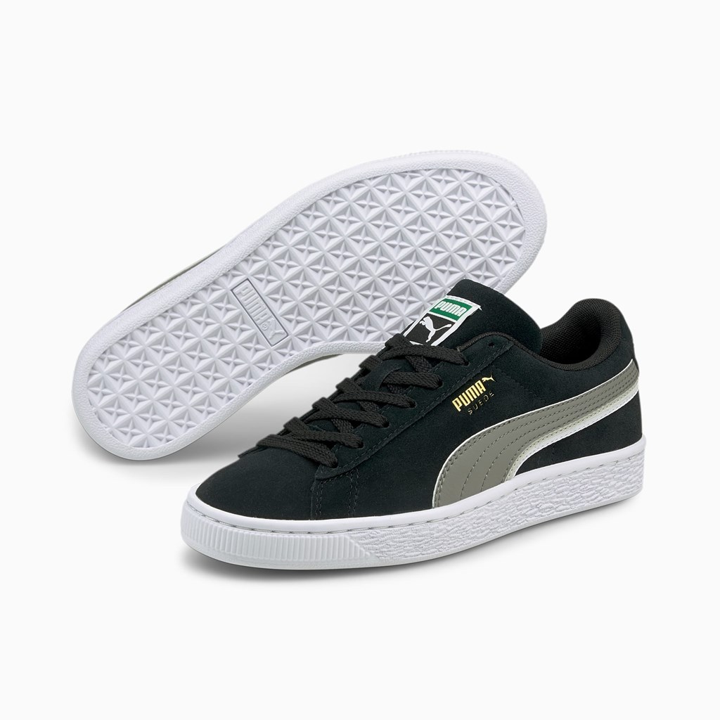 Puma Suede Triplex JR Sneakers Drenge Sort Hvide | 540839ZQC